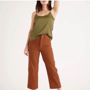 Quince Wide Leg Cropped Pants in Paprika Color 27 NWT